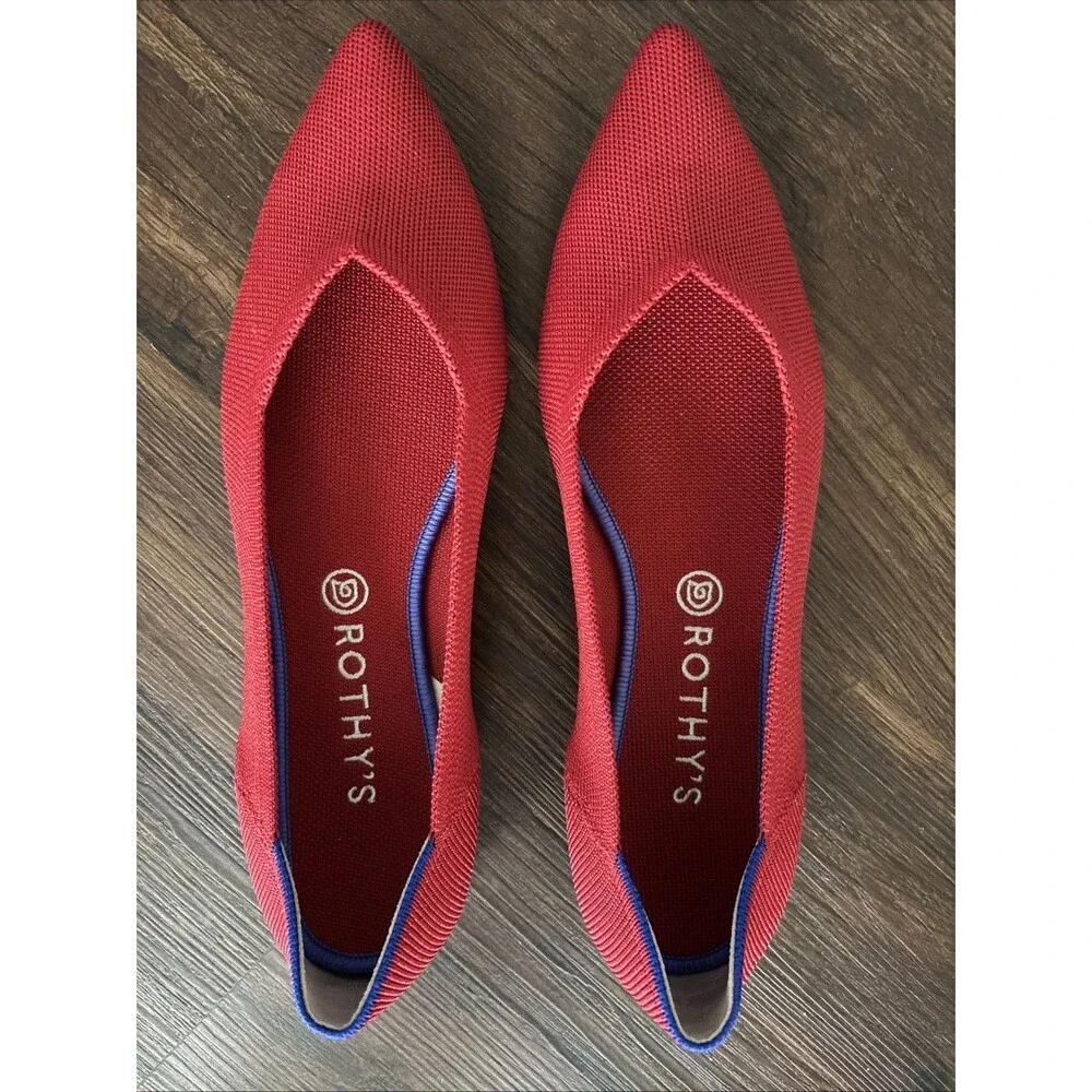 Rothy’s The Point Ballet Flats Y2K SoHo Designer OG Prepster Hipster Red sz12.5